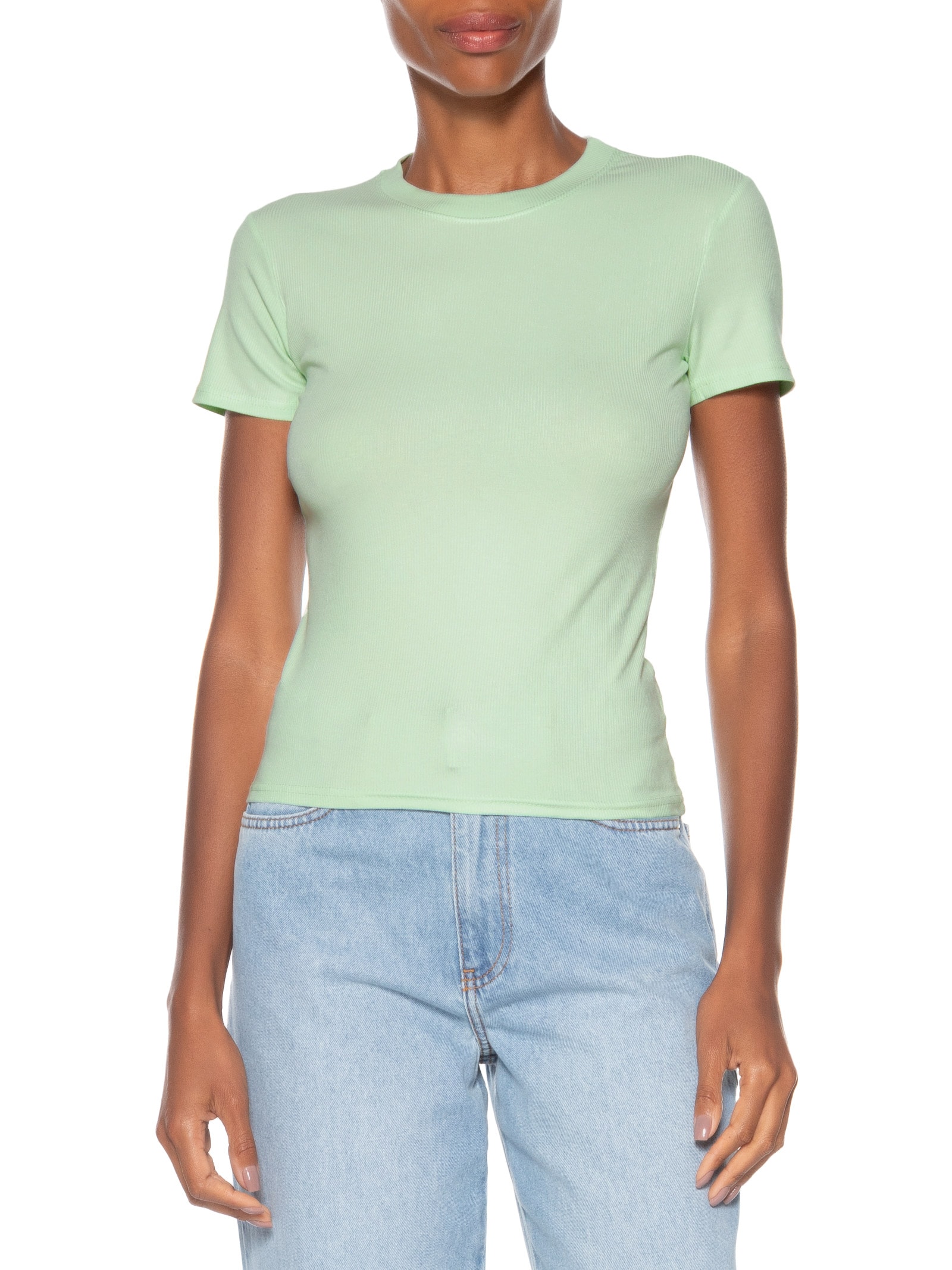 Camiseta Feminina Básica Manga Curta Verde Basiq