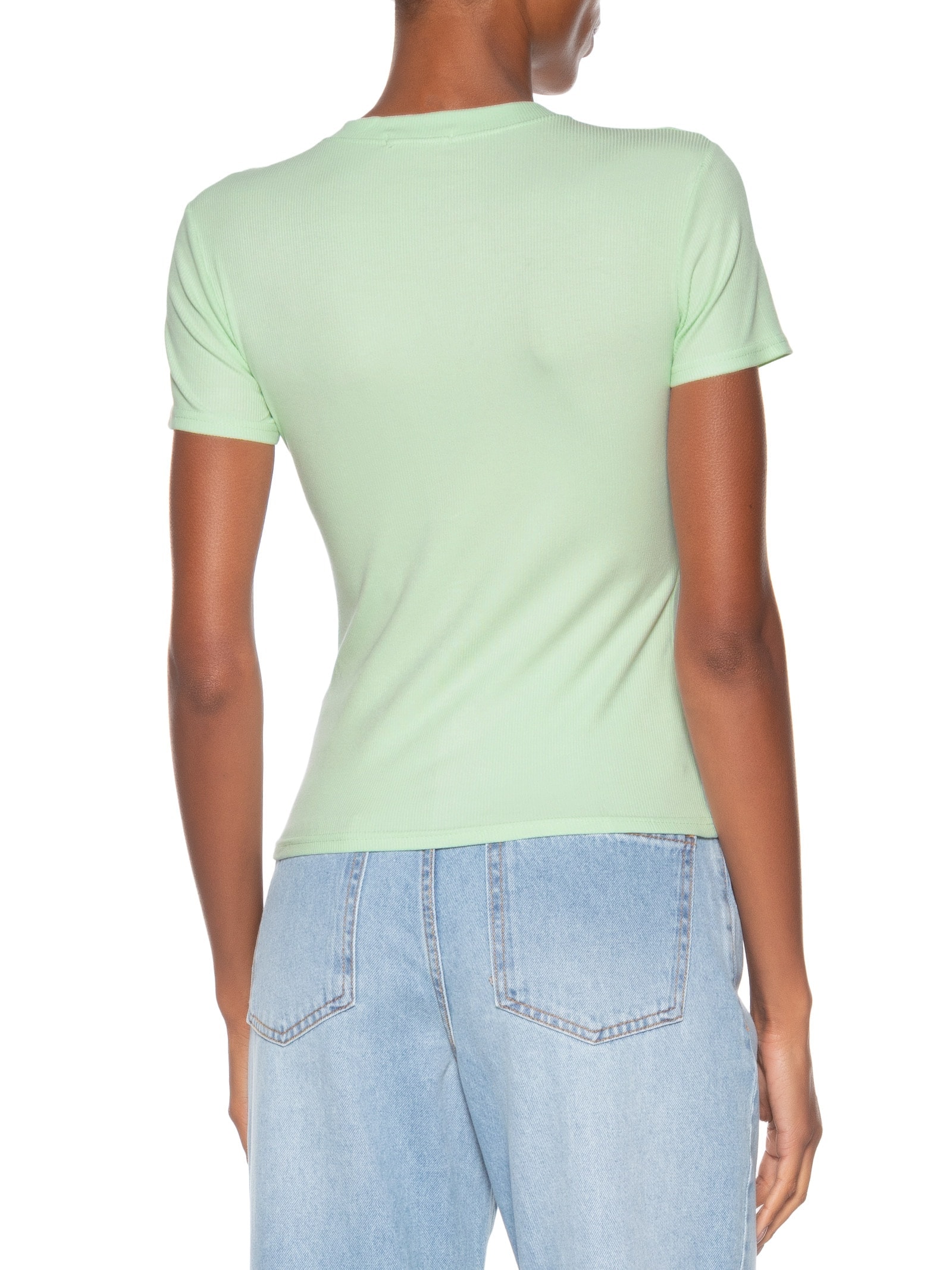 Camiseta Feminina Básica Manga Curta Verde Basiq