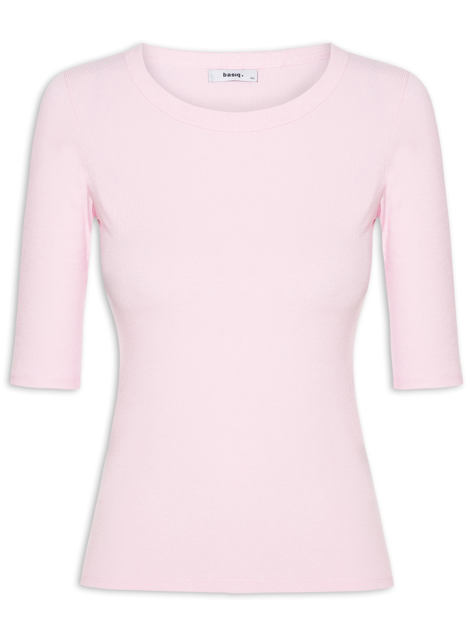 Camiseta Feminina Básica Manga Justa Rosa Basiq