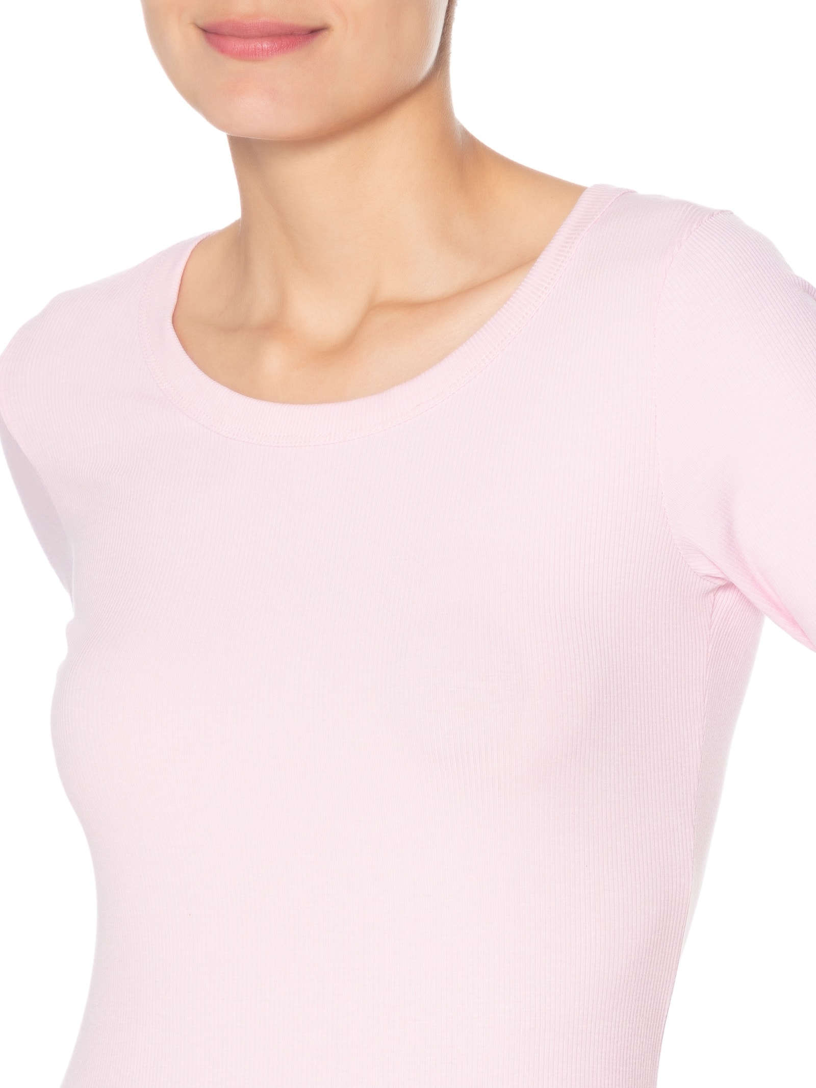 Camiseta Feminina Básica Manga Justa Rosa Basiq