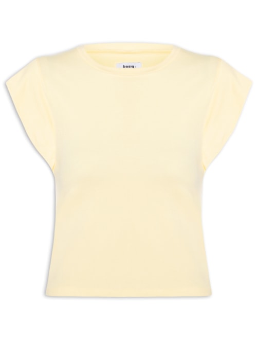 Camiseta Feminina Básica Sem Manga – Amarelo