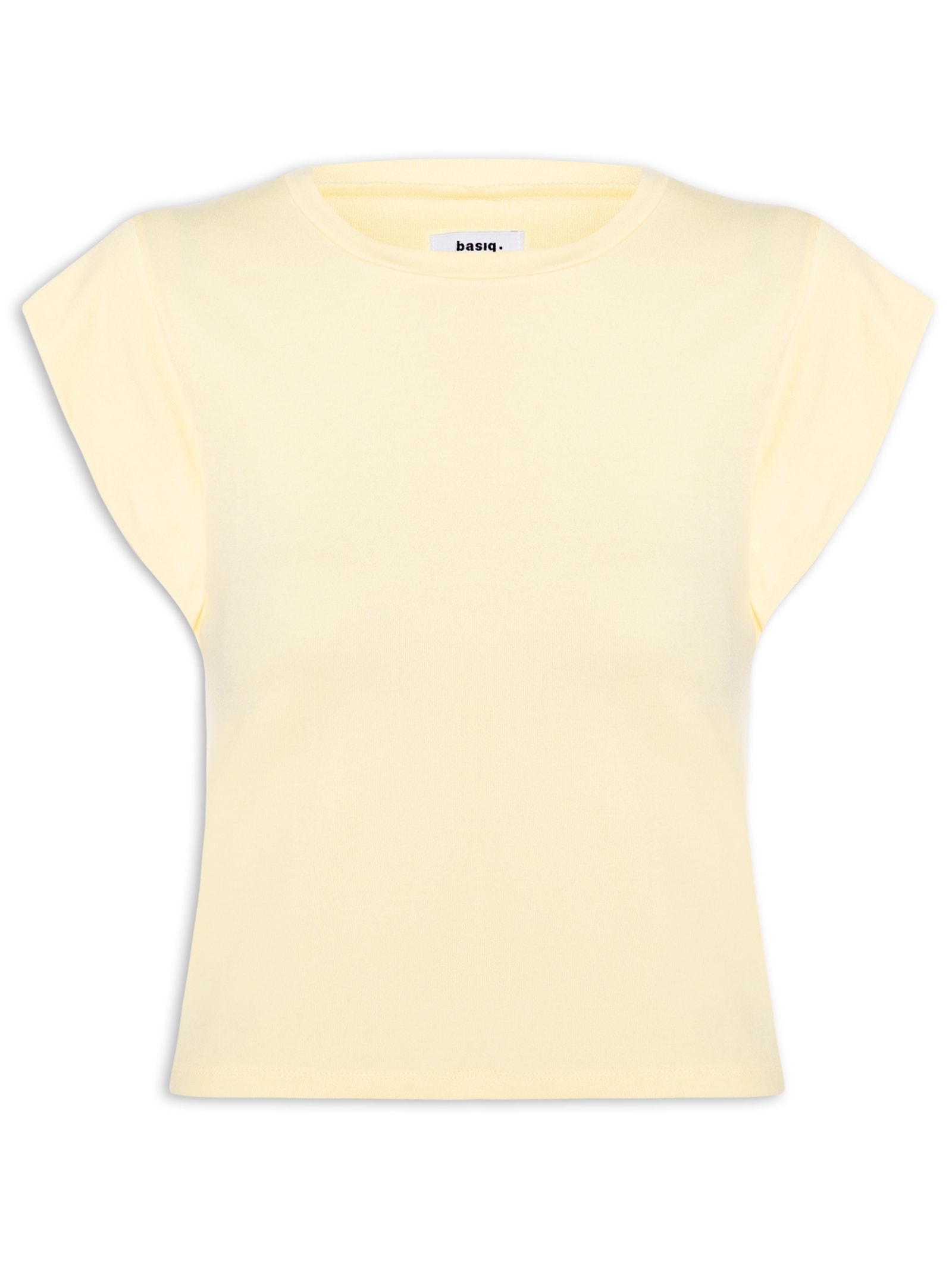 Camiseta Feminina Básica Sem Manga Amarelo Basiq