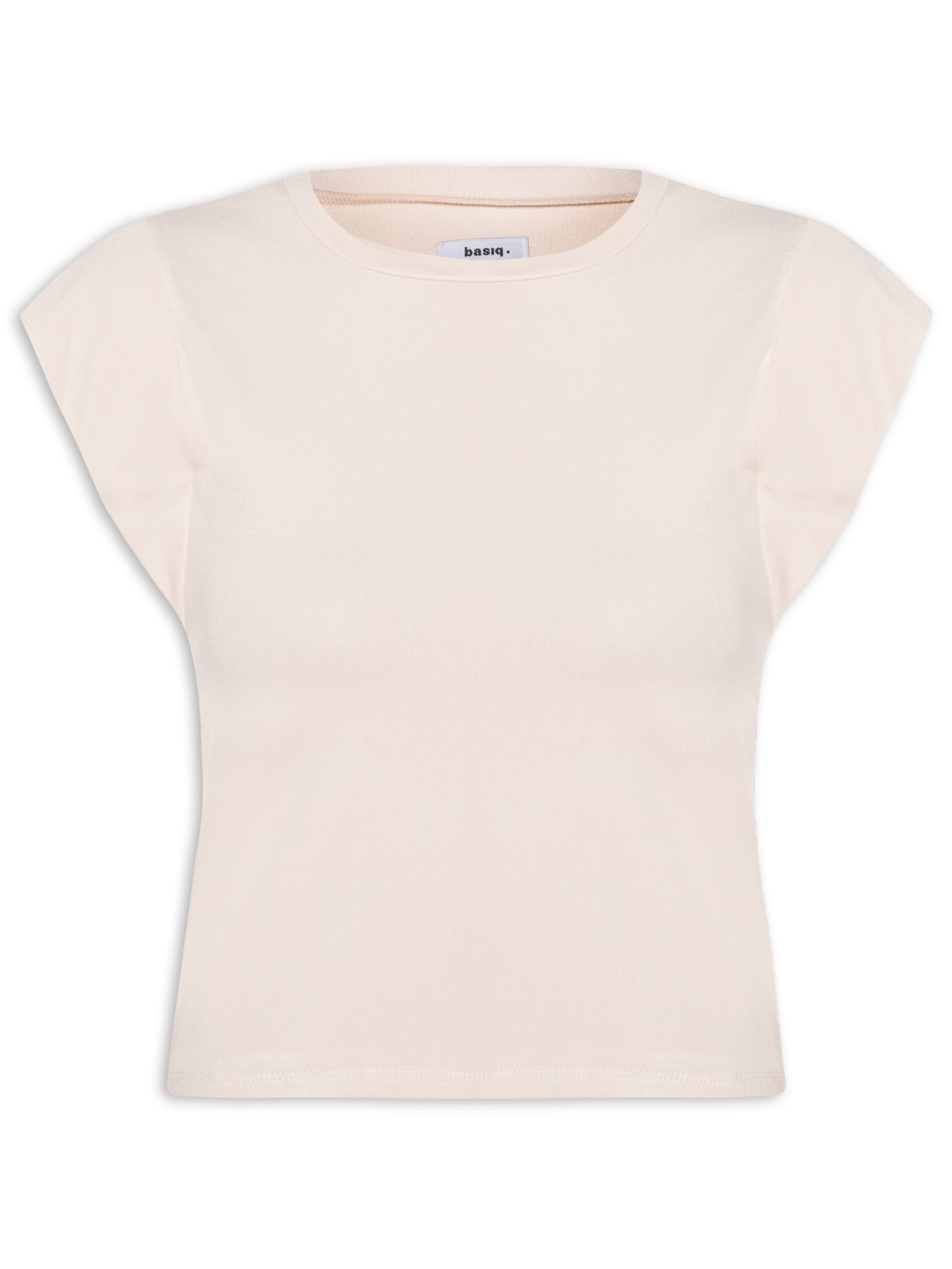 Camiseta Feminina Básica Sem Manga Bege Basiq