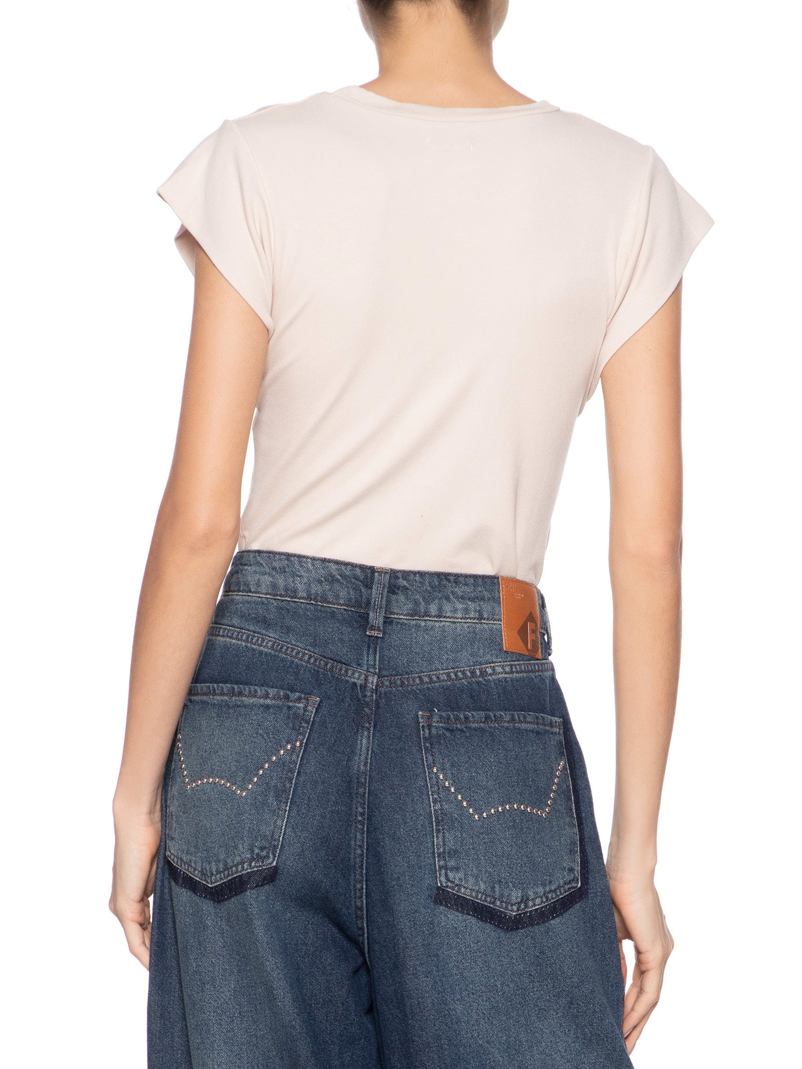 Camiseta Feminina Básica Sem Manga Bege Basiq