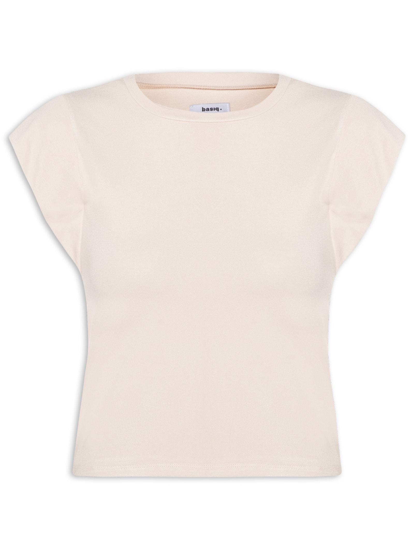 Camiseta Feminina Básica Sem Manga Bege Basiq