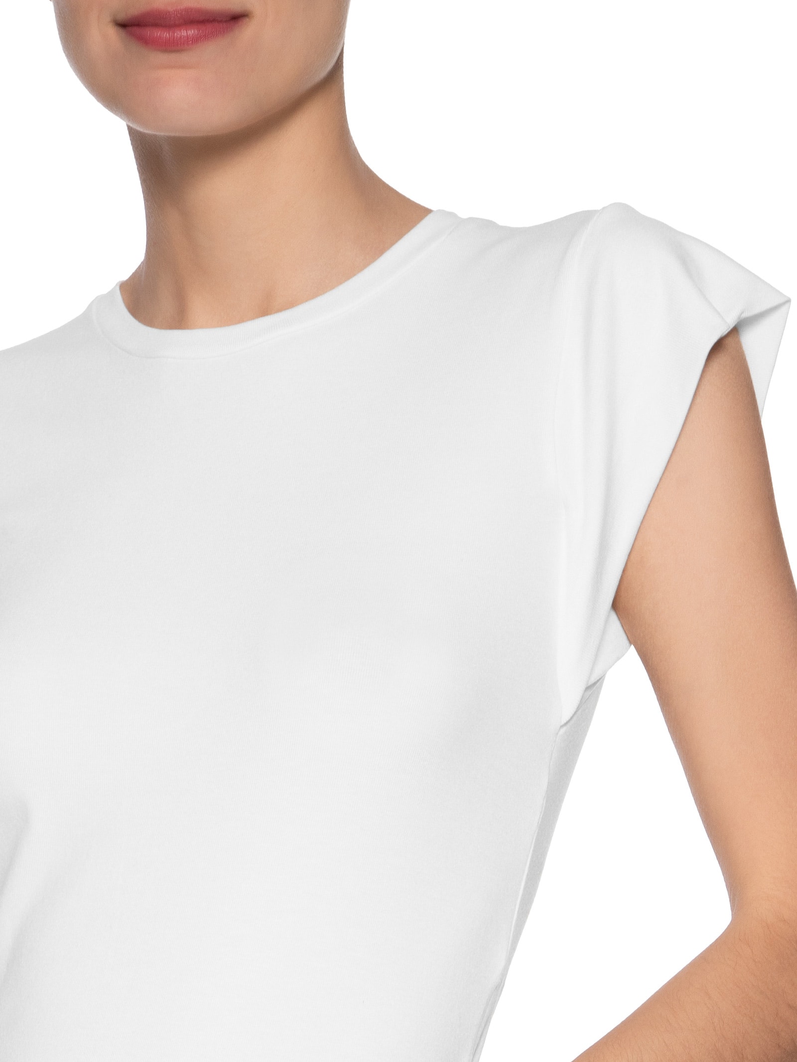 Camiseta Feminina Básica Sem Manga Branco Basiq