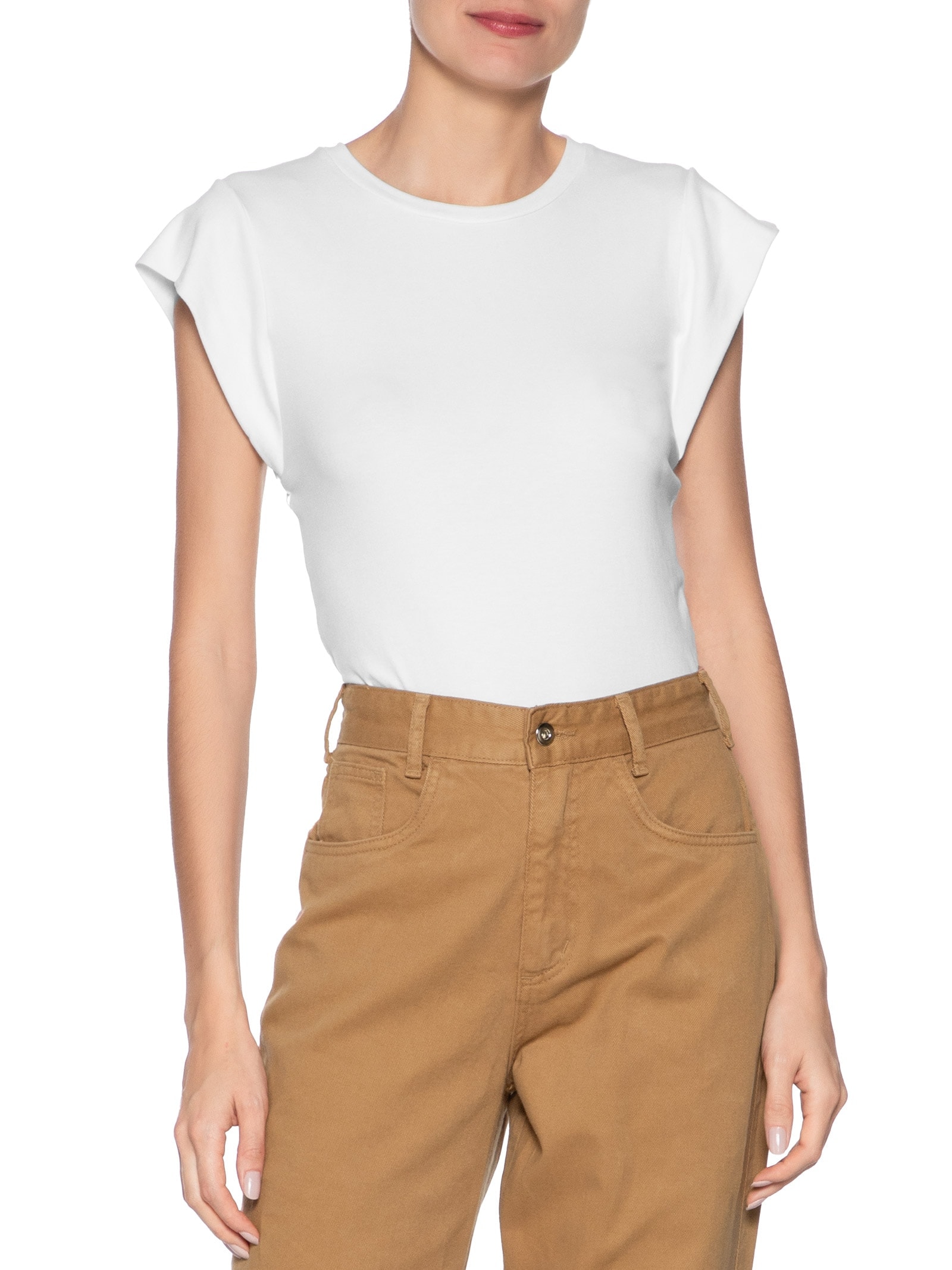 Camiseta Feminina Básica Sem Manga Branco Basiq