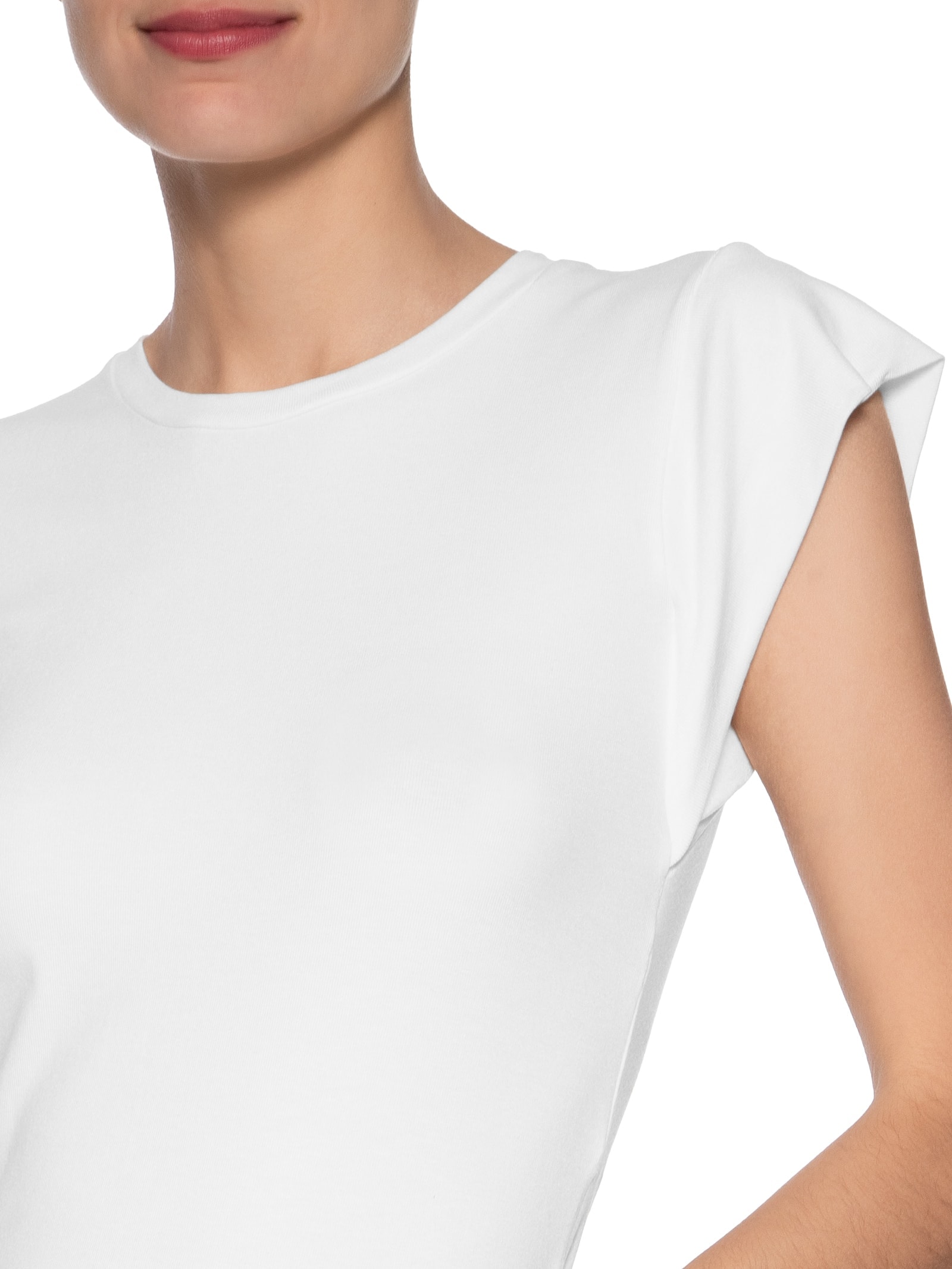Camiseta Feminina Básica Sem Manga Branco Basiq