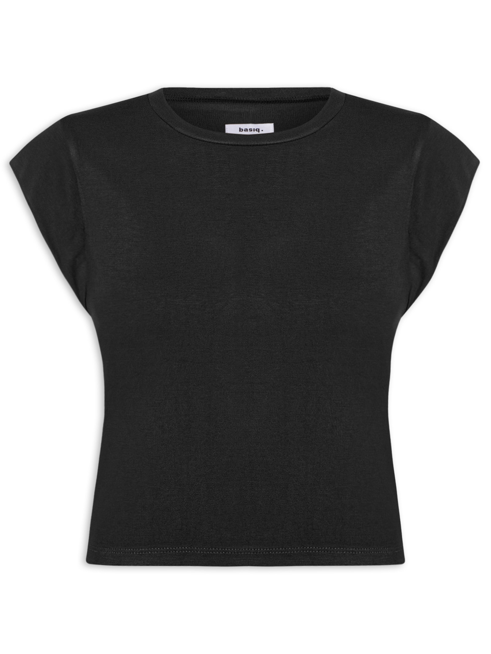 Camiseta Feminina Básica Sem Manga Preto Basiq