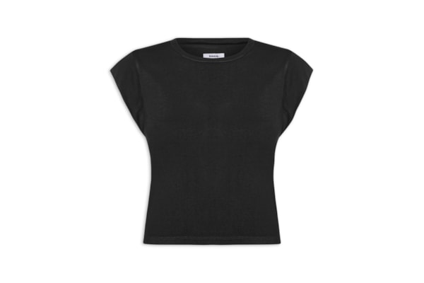 Camiseta Feminina Básica Sem Manga - Preto