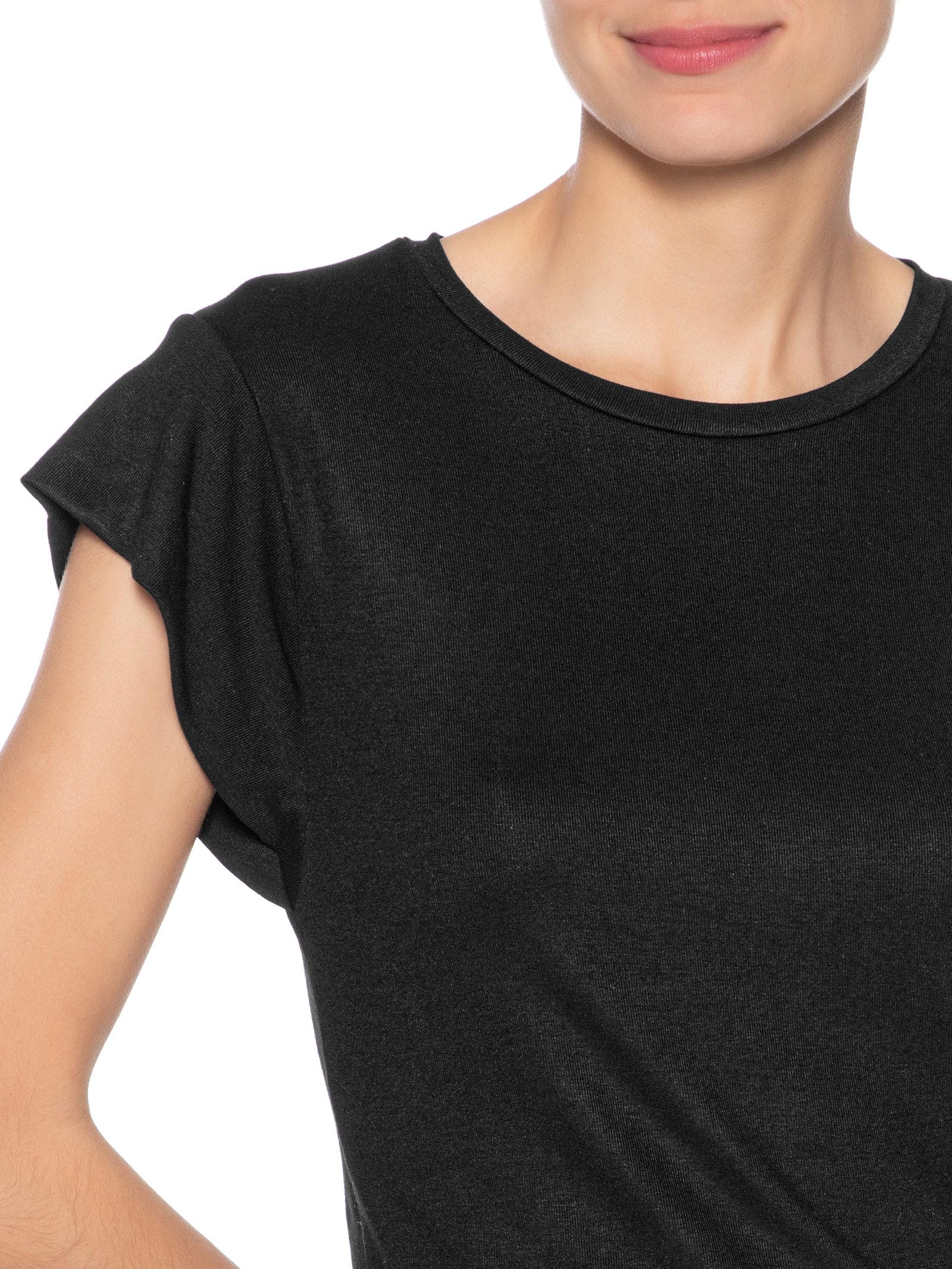 Camiseta Feminina Básica Sem Manga Preto Basiq