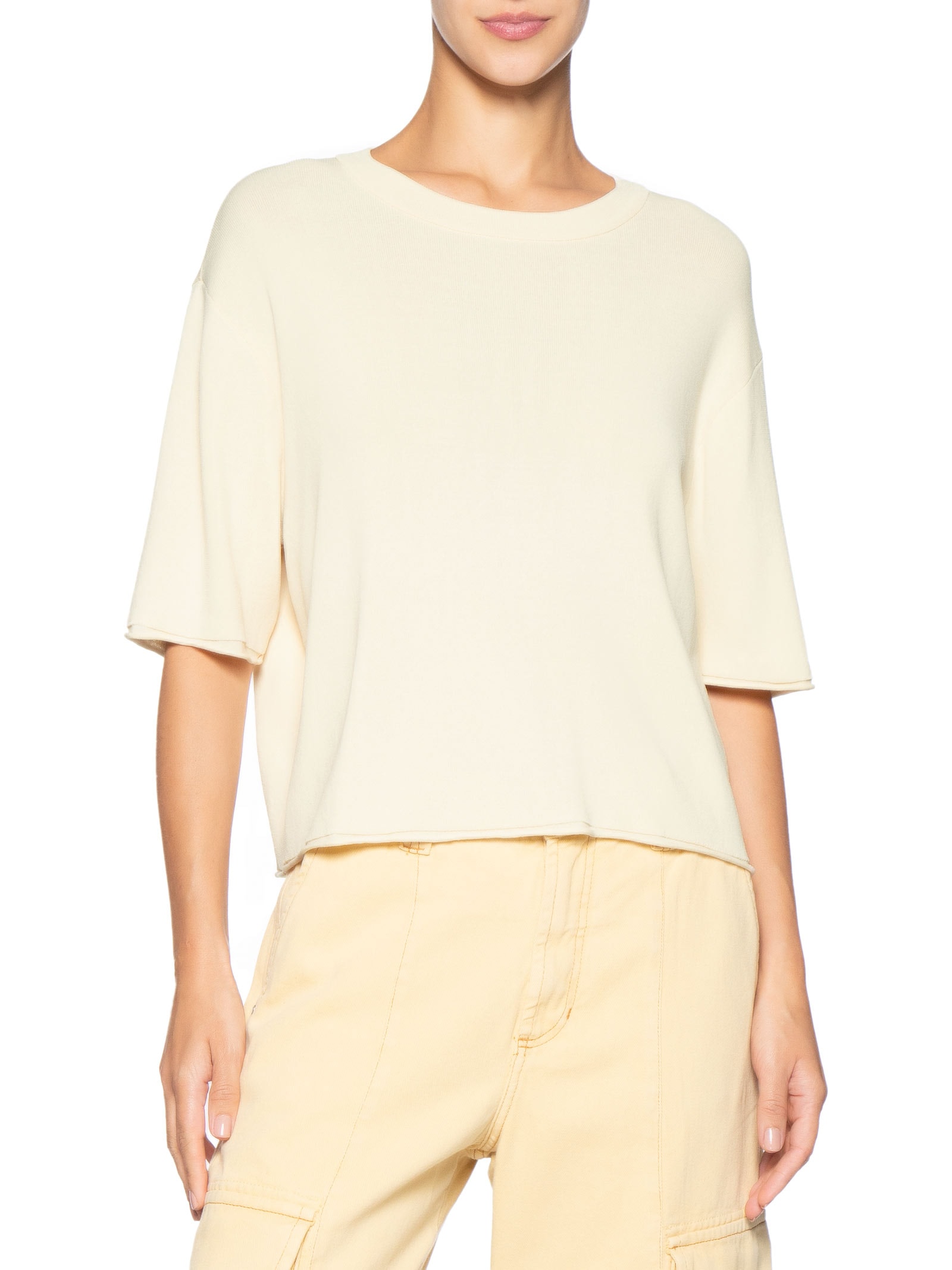 Camiseta Feminina Básica Tricot  Amarelo Animale Jeans