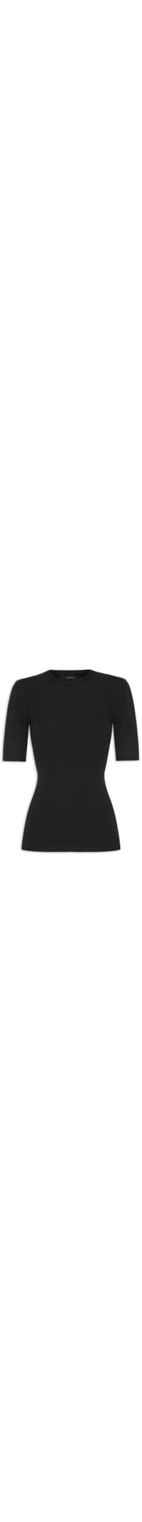 Camiseta Feminina Básica Tricot Canelada - Preto
