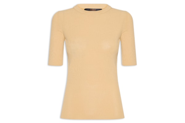 Camiseta Feminina Básica Tricot Canelado Color - Bege