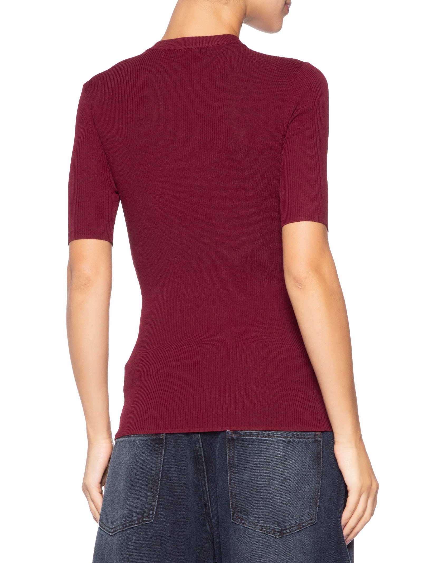 Camiseta Feminina Básica Tricot Canelado Color Vermelho Animale