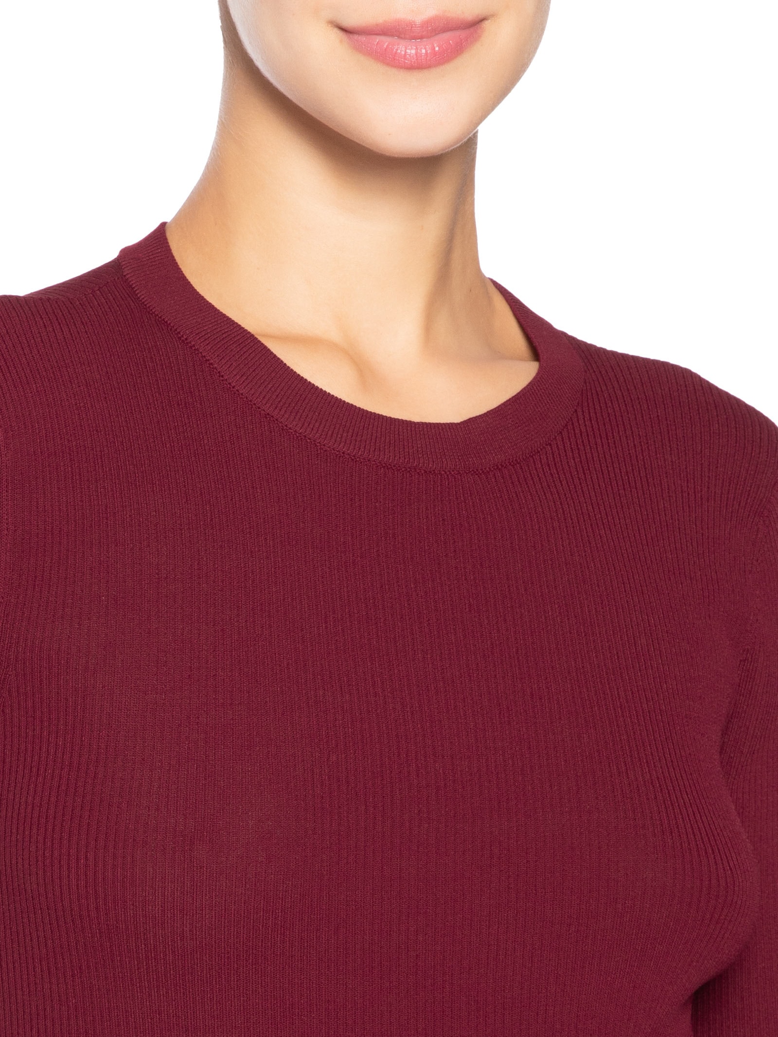 Camiseta Feminina Básica Tricot Canelado Color Vermelho Animale