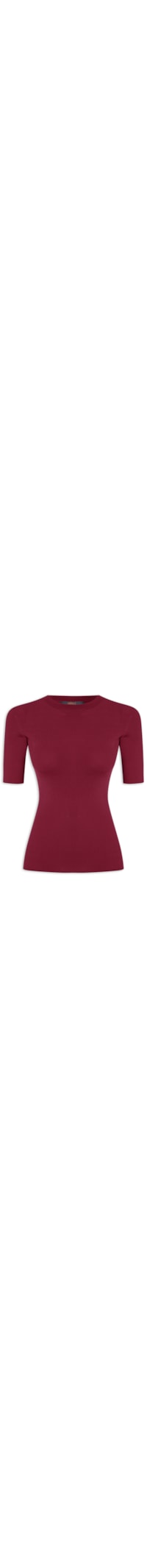 Camiseta Feminina Básica Tricot Canelado Color - Vermelho