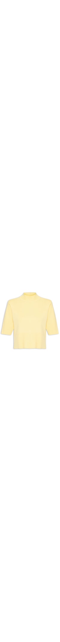 Camiseta Feminina Básica Tricot Gola Alta - Amarelo