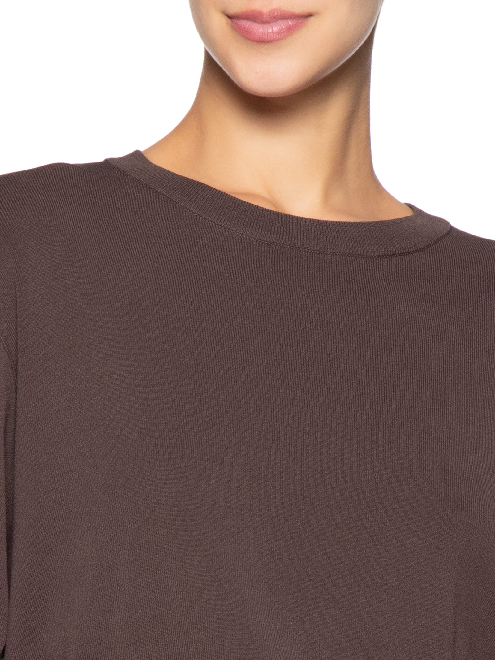 Camiseta Feminina Básica Tricot Marrom Animale Jeans