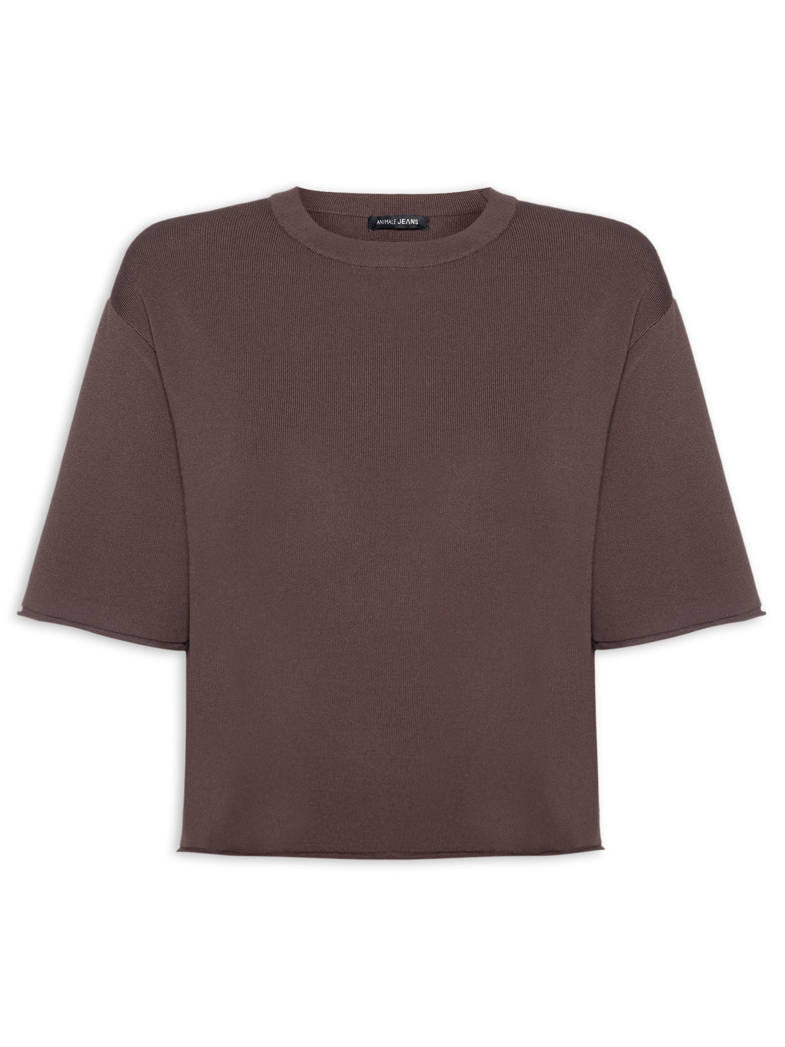 Camiseta Feminina Básica Tricot – Marrom Animale Jeans