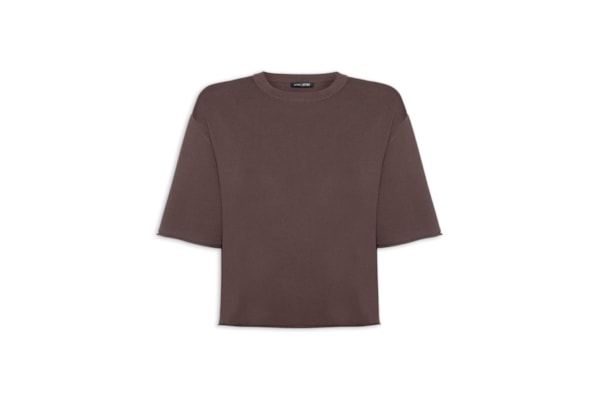 Camiseta Feminina Básica Tricot – Marrom