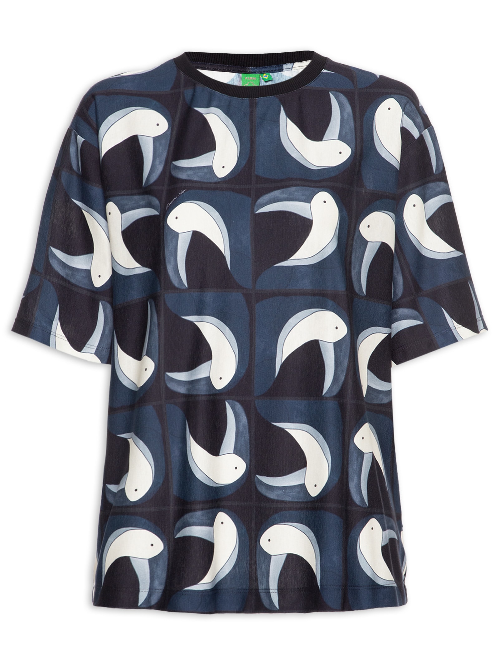 Camiseta Feminina Básica Tuca Tropical Preto Farm