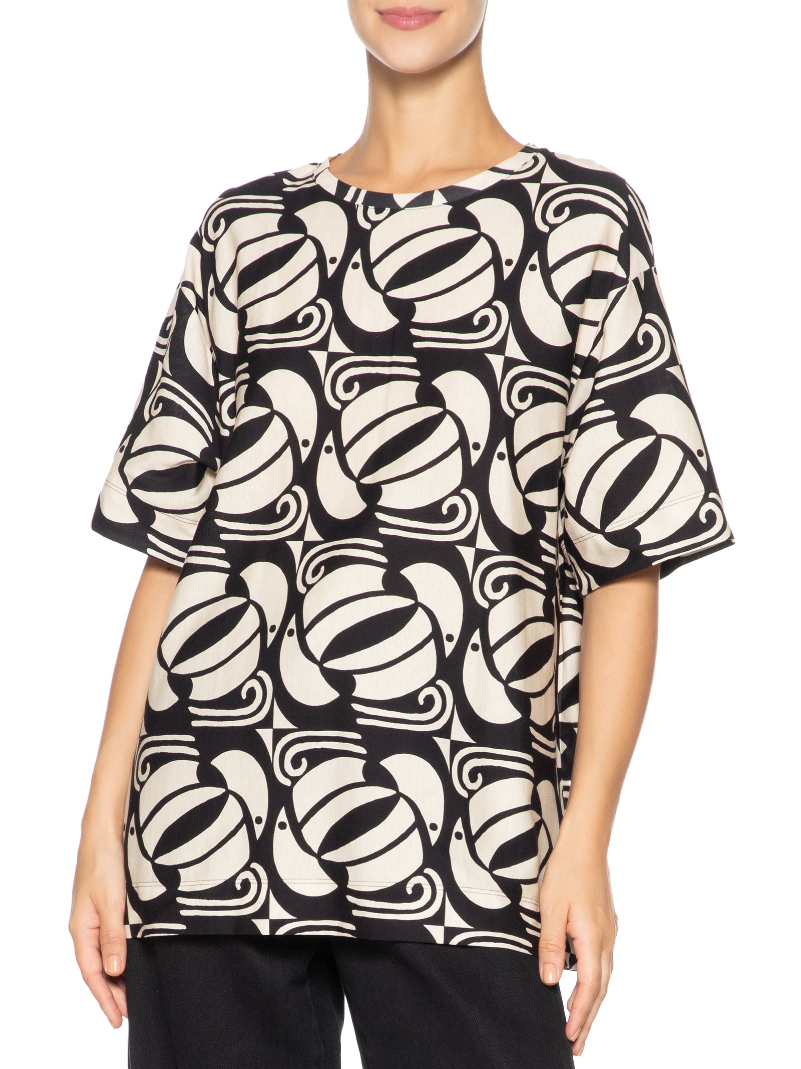 Camiseta Feminina Básica Tuca Xadrez Preto Farm