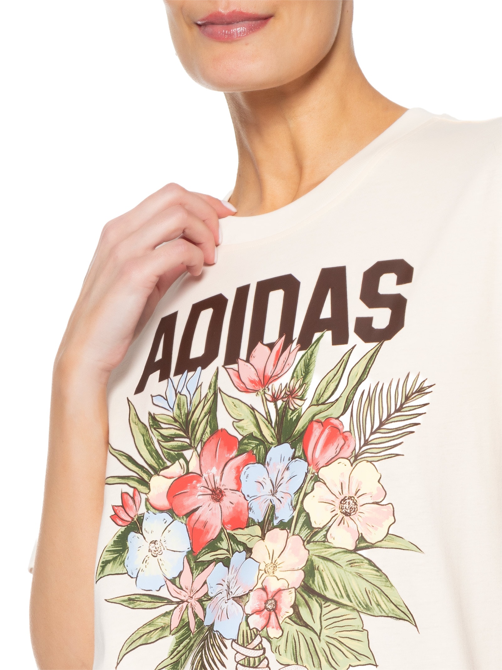 Camiseta Feminina Bege Adidas + Farm