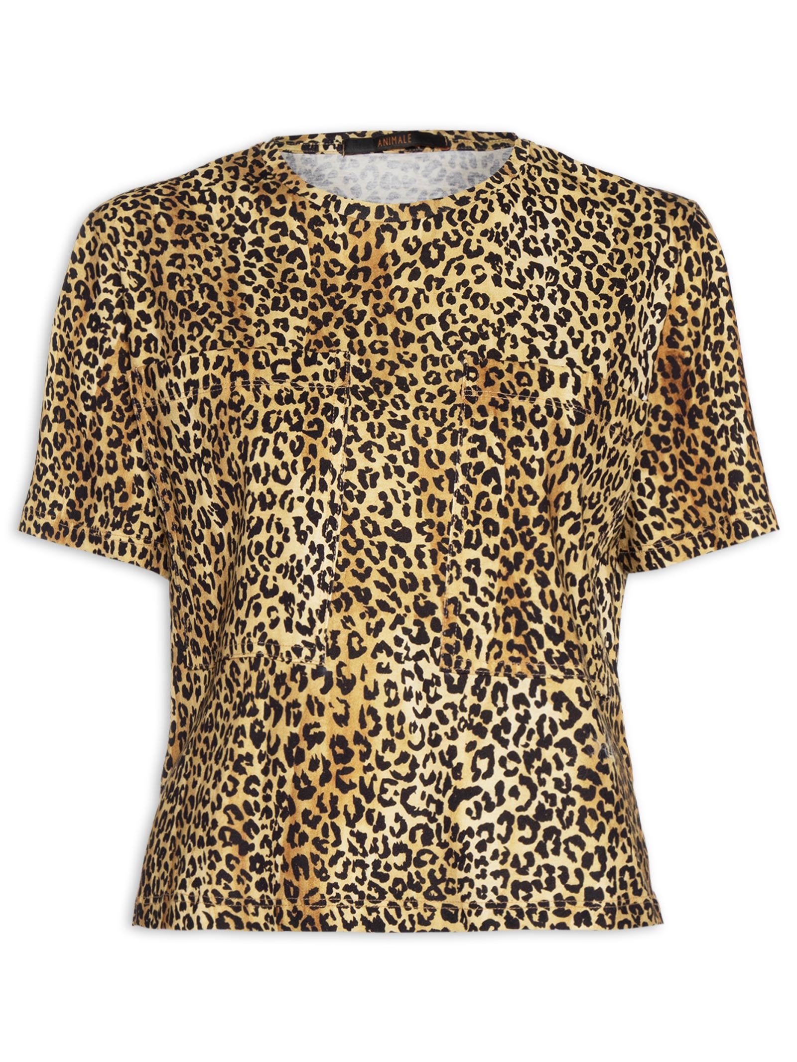 Camiseta Feminina Bolso Dupla Onça Marrom Animale
