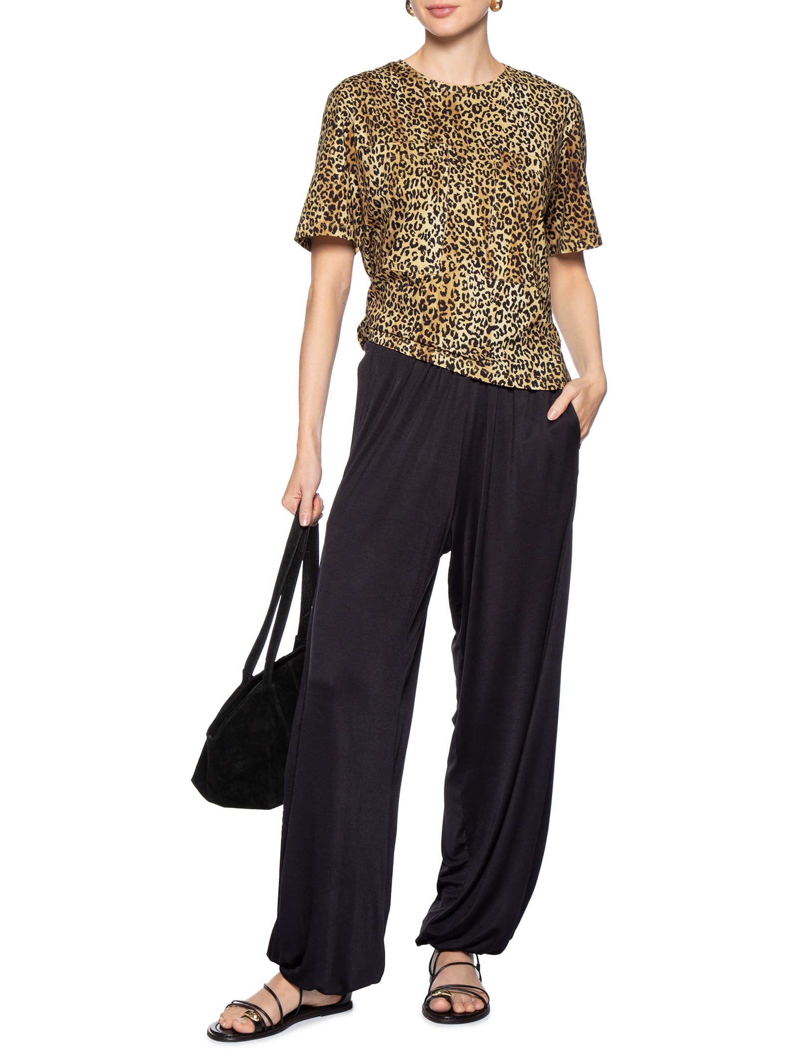 Camiseta Feminina Bolso Dupla Onça Marrom Animale