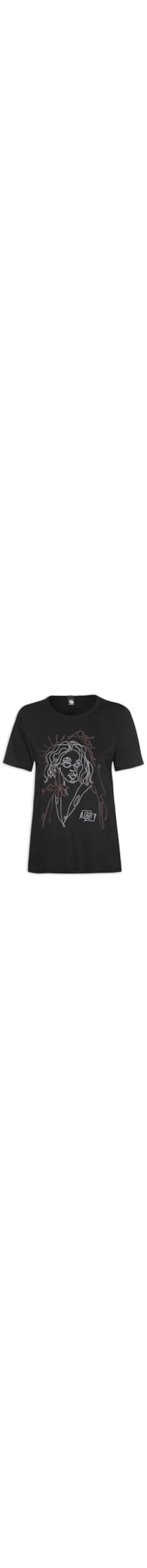 Camiseta Feminina Bordada - Preto