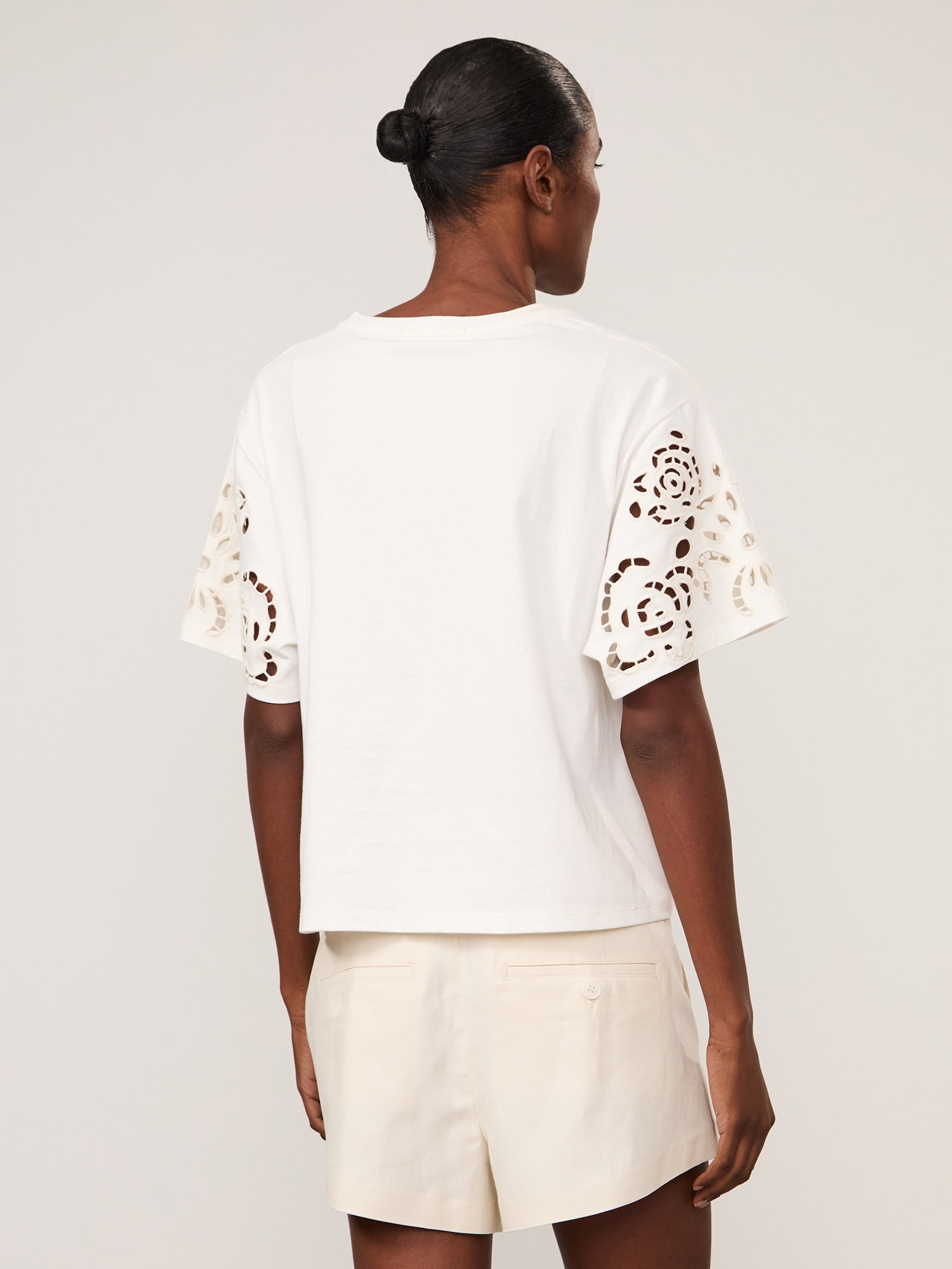 Camiseta Feminina Bordada Richelieu Branco Animale