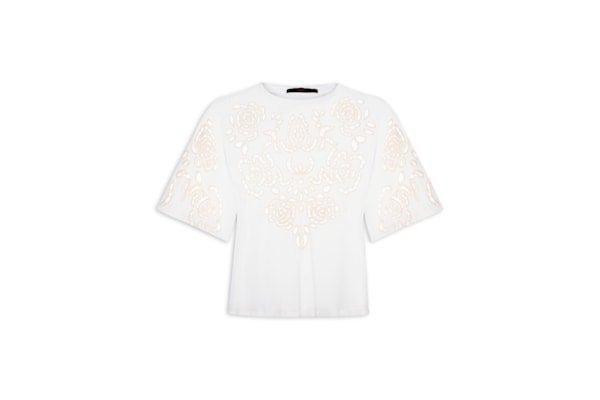 Camiseta Feminina Bordada Richelieu - Branco