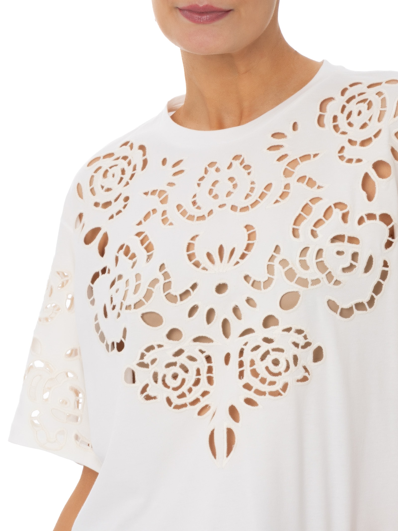 Camiseta Feminina Bordada Richelieu Branco Animale