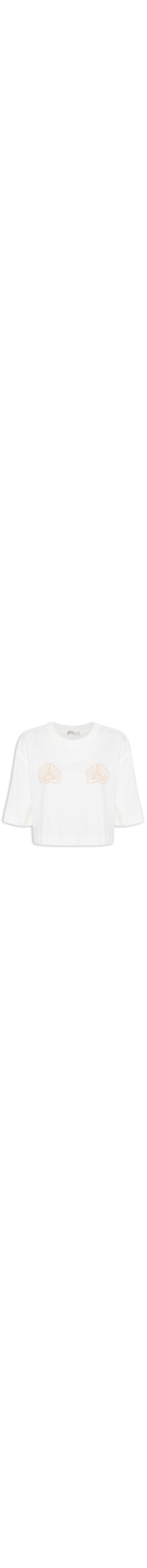 Camiseta Feminina Bordado Concha - Off White