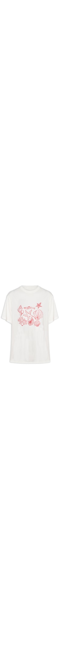 Camiseta Feminina Bordado Conchas - Branco