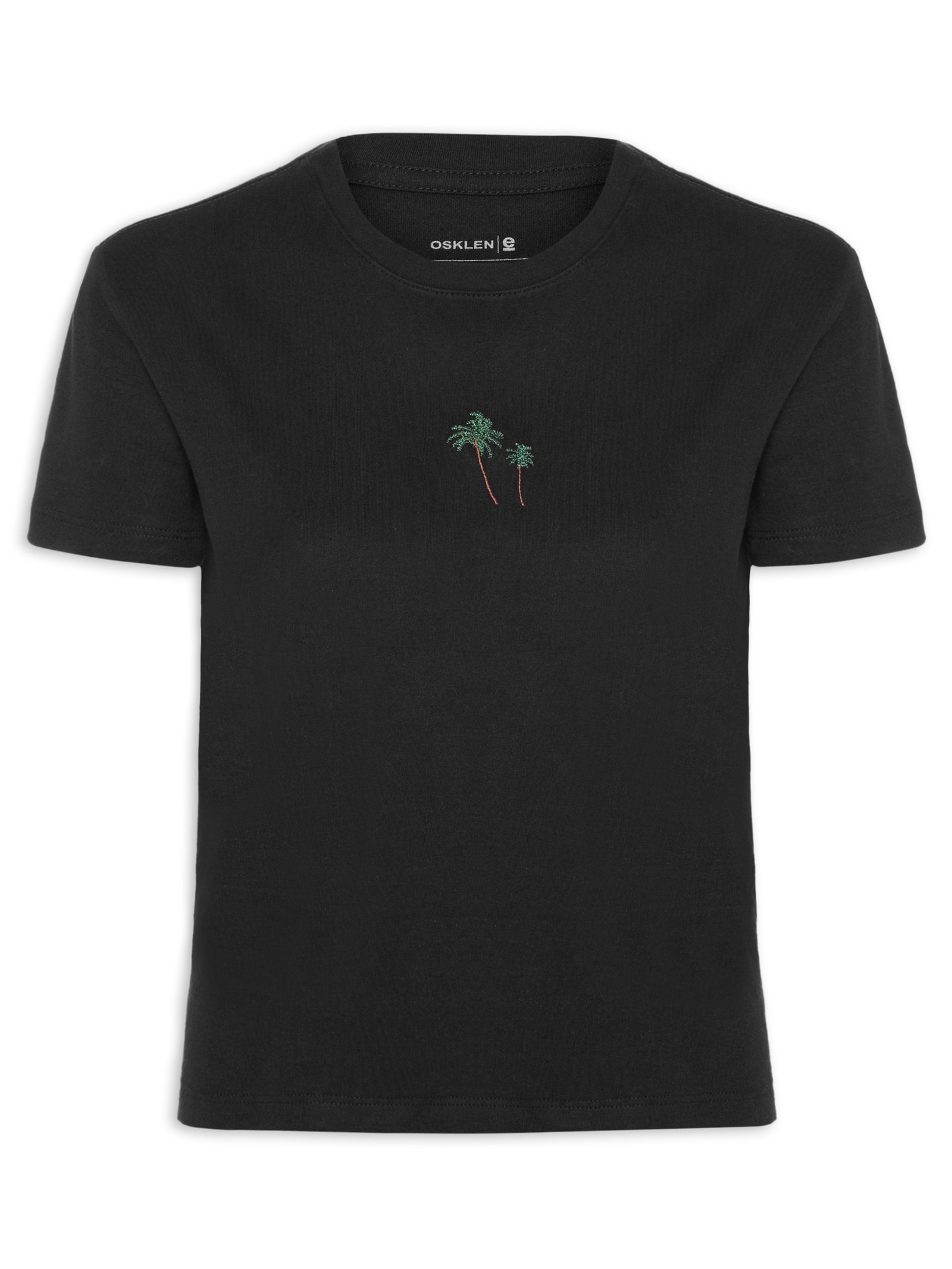 Camiseta Feminina Bordado Coqueiros Color Preto Osklen
