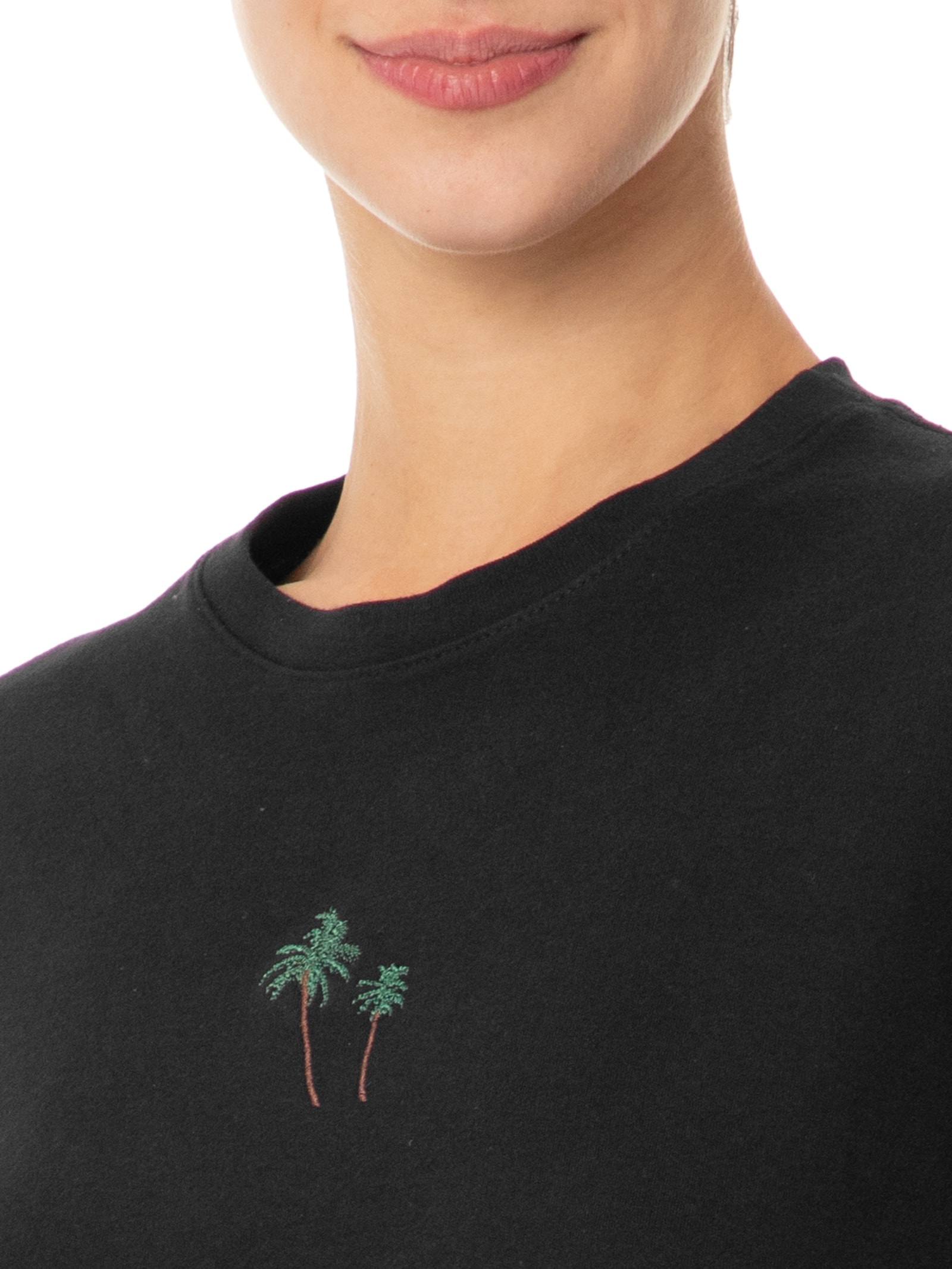 Camiseta Feminina Bordado Coqueiros Color Preto Osklen