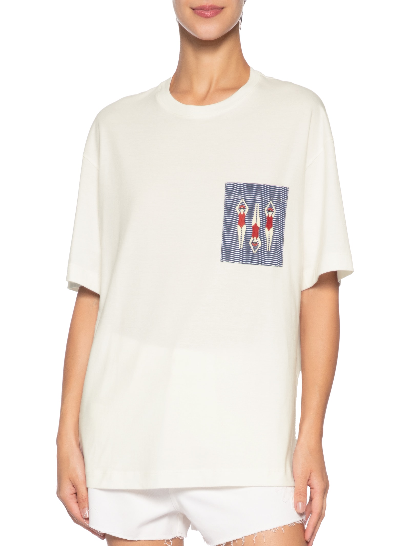 Camiseta Feminina Bordado Nadadoras Branco Dress To