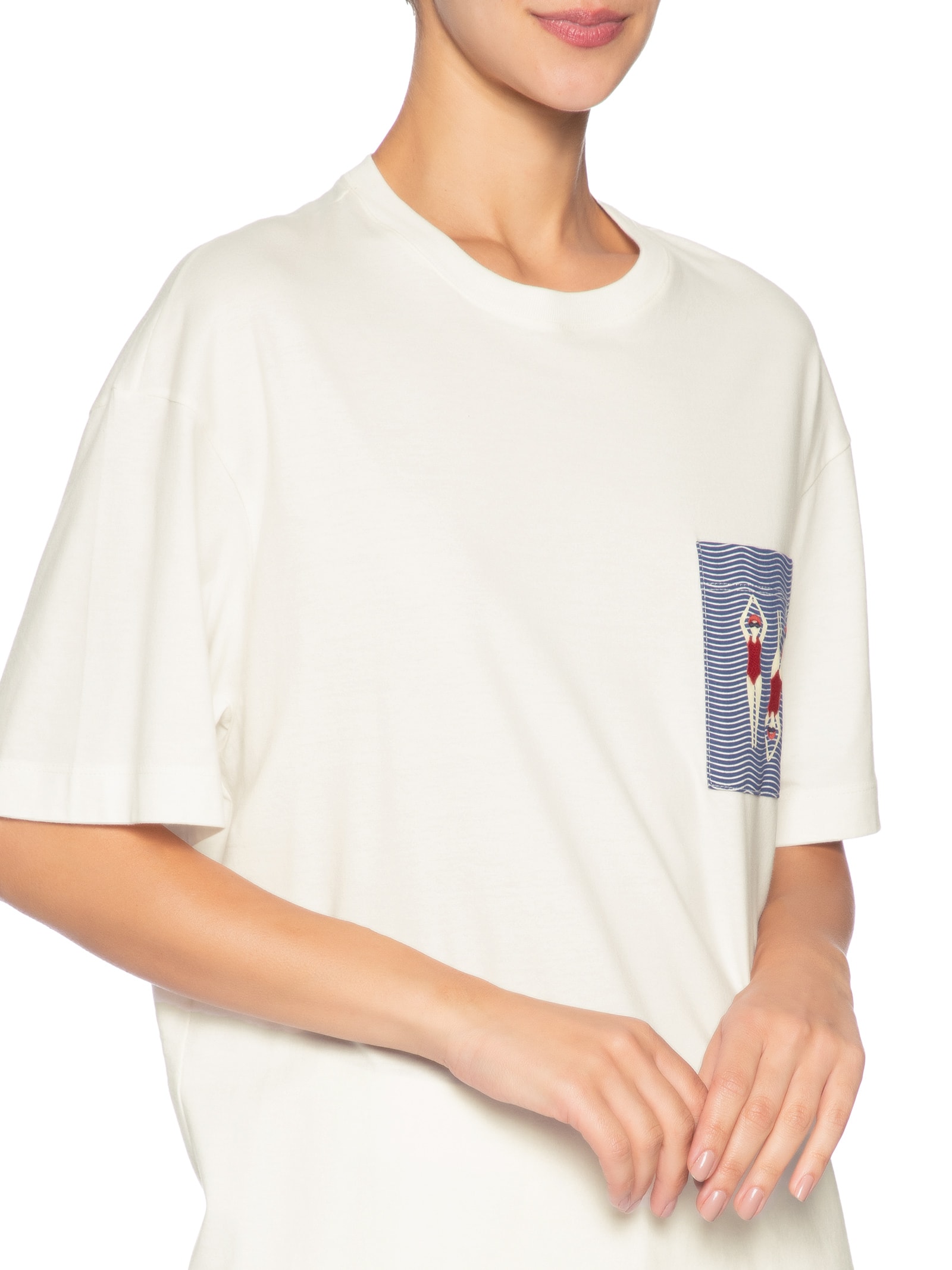 Camiseta Feminina Bordado Nadadoras Branco Dress To