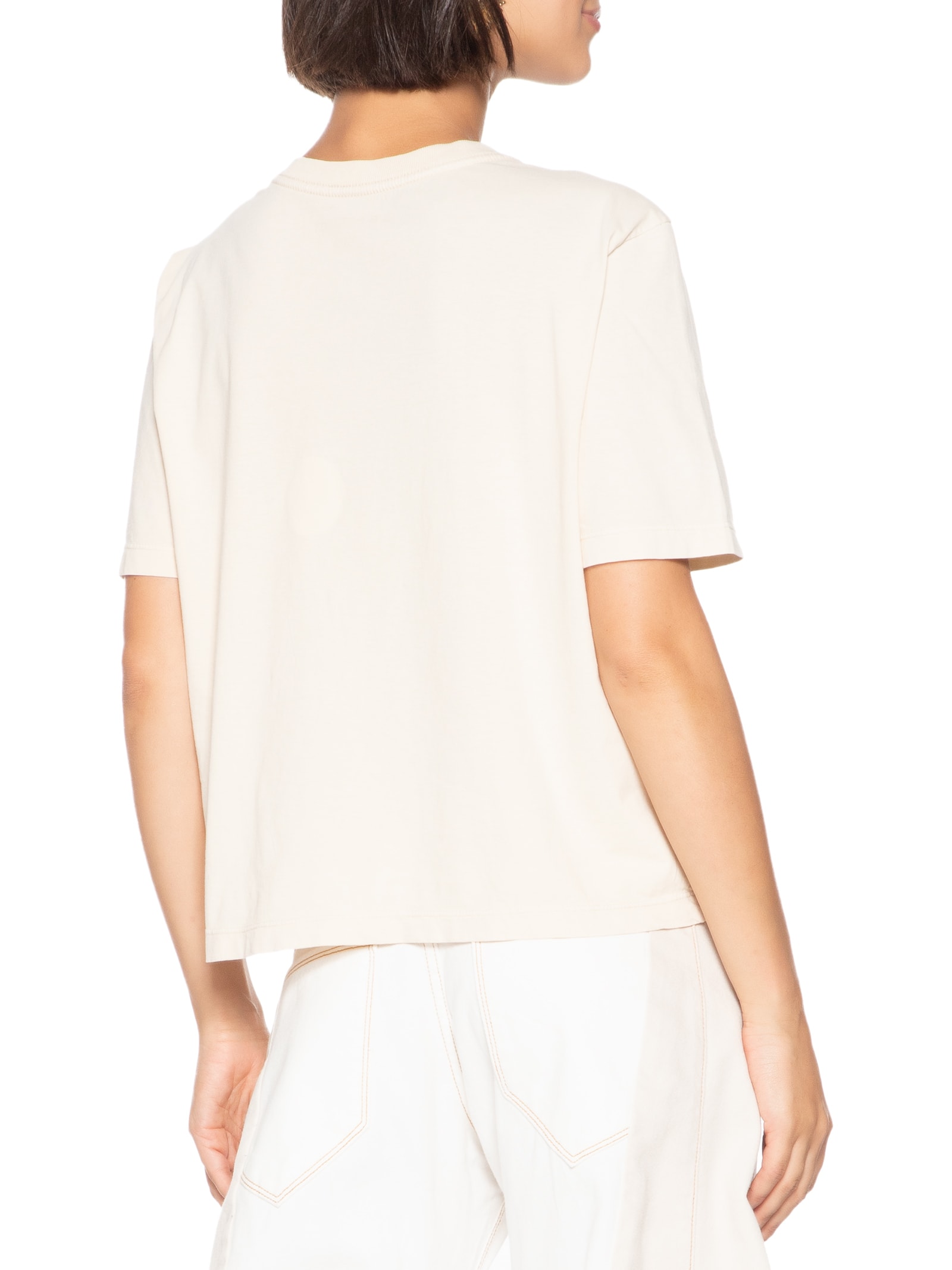 Camiseta Feminina Box Bordada Amor Bege Cantão