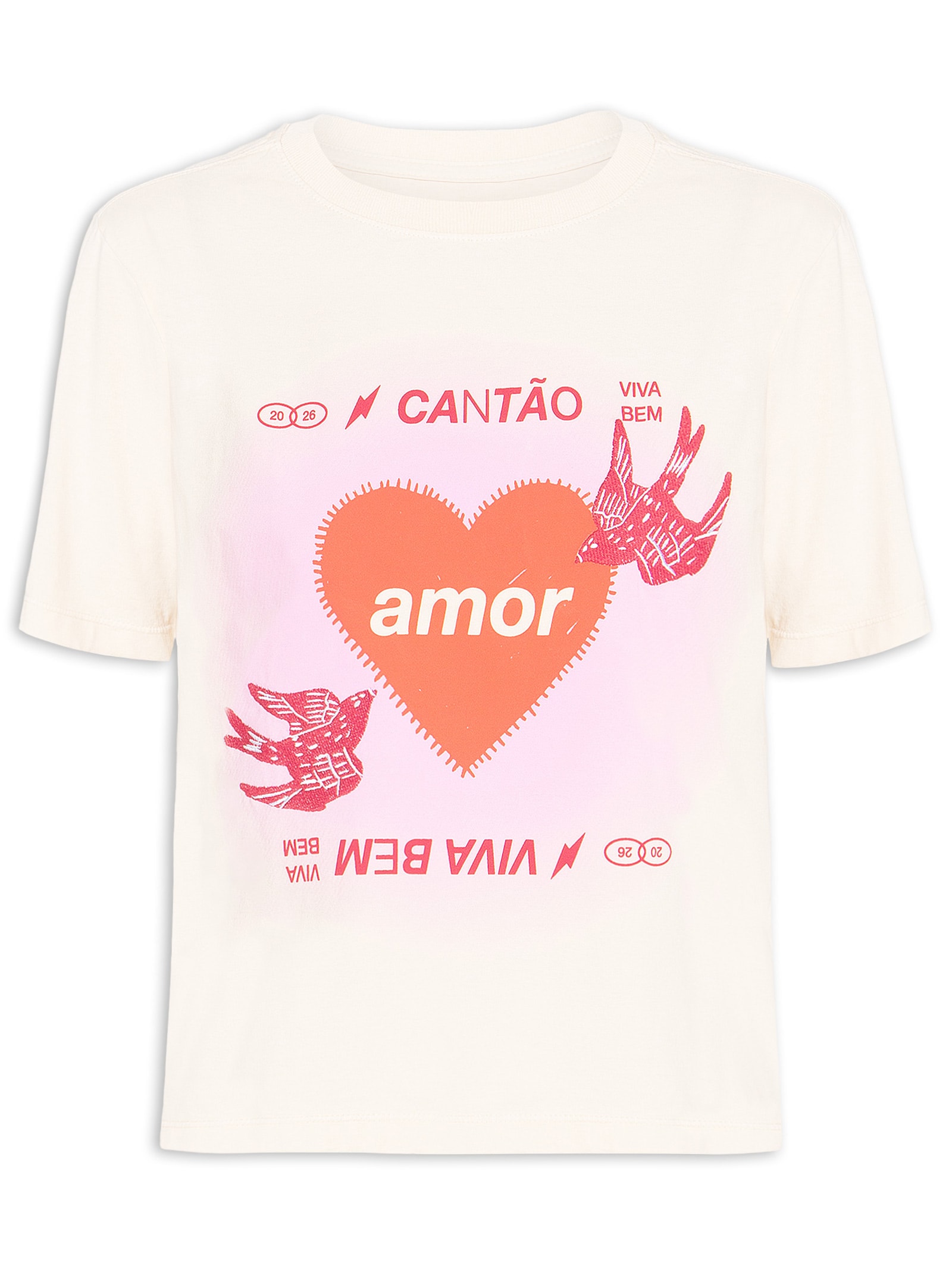 Camiseta Feminina Box Bordada Amor Bege Cantão