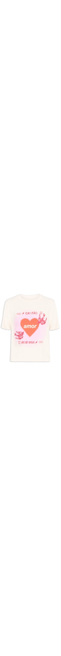 Camiseta Feminina Box Bordada Amor - Bege