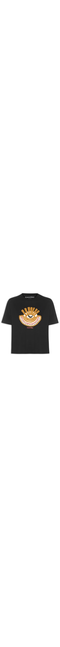 Camiseta Feminina Box Bordada Ancestral - Preto