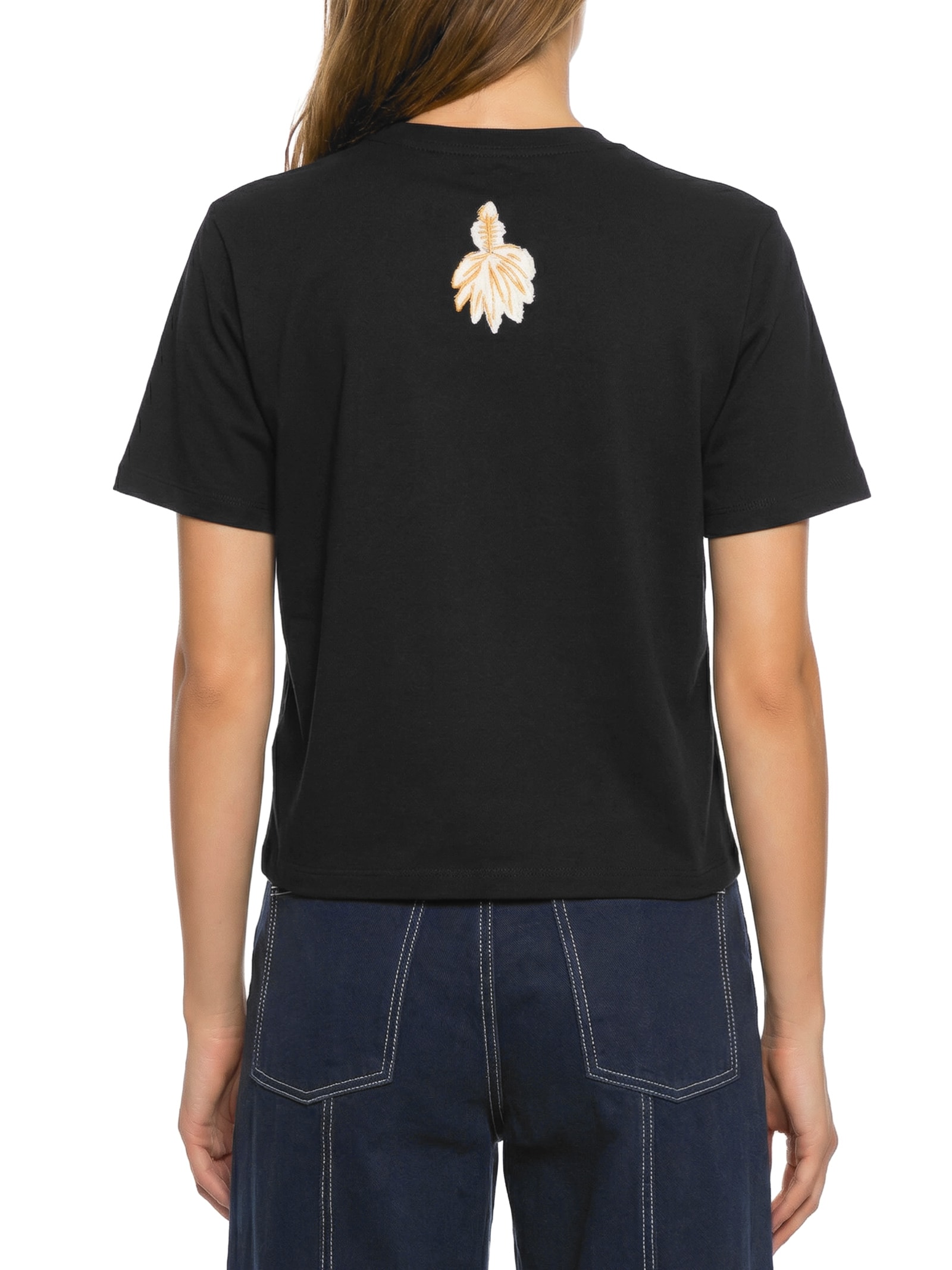 Camiseta Feminina Box Bordada Ancestral Preto Cantão