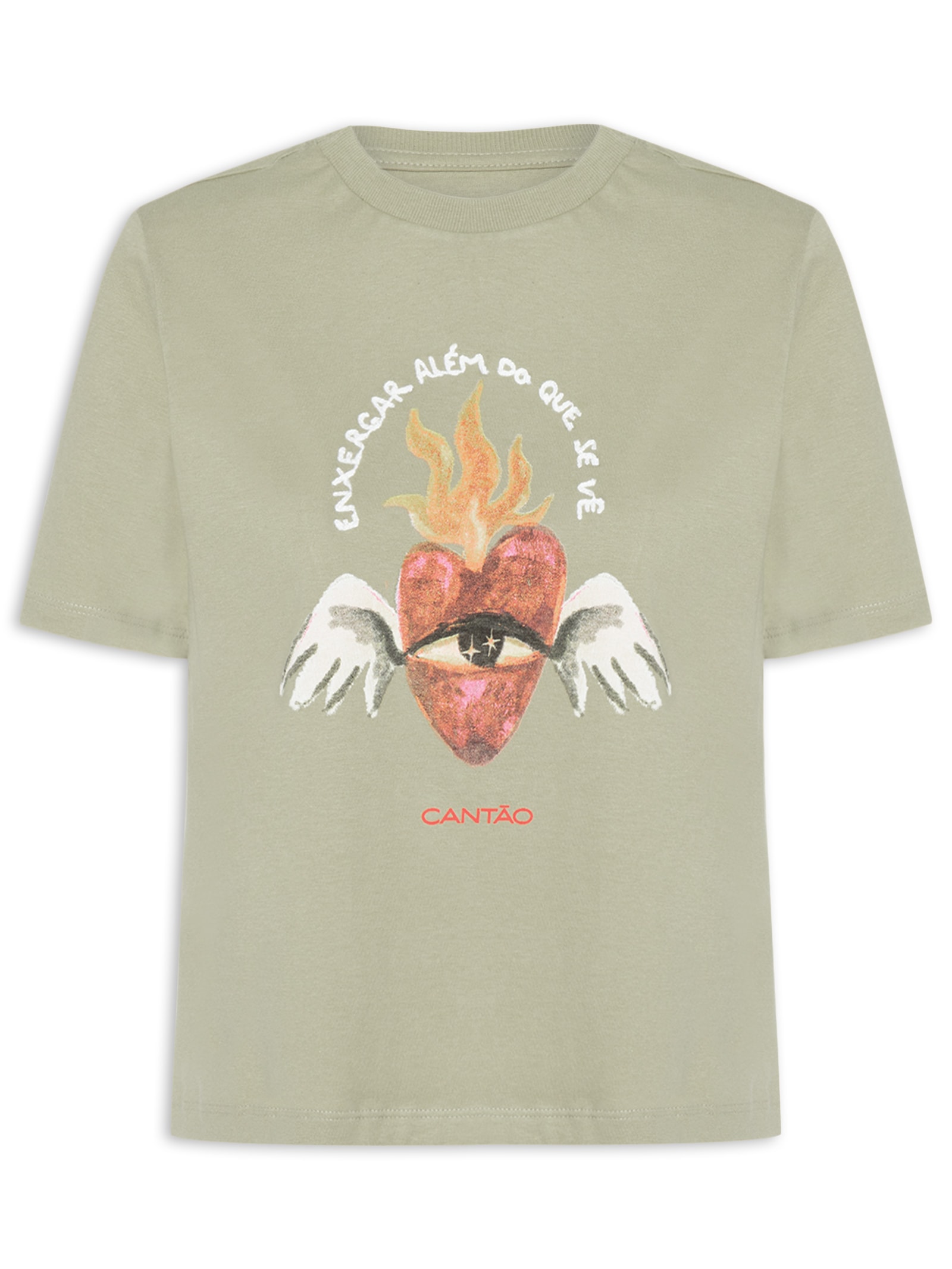 Camiseta Feminina Box Bordada Enxergar Verde Cantão