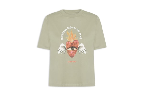 Camiseta Feminina Box Bordada Enxergar - Verde