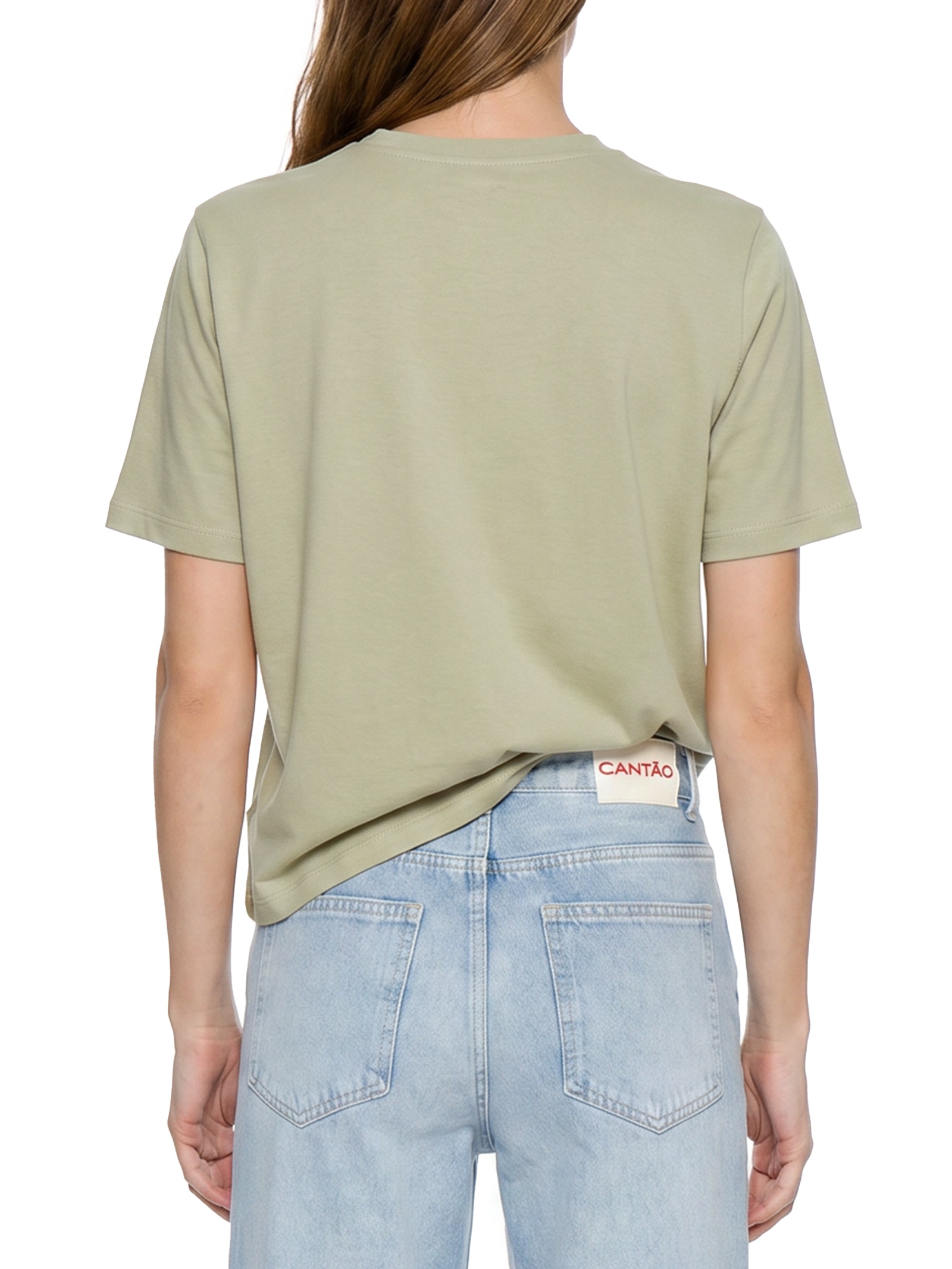 Camiseta Feminina Box Bordada Enxergar Verde Cantão