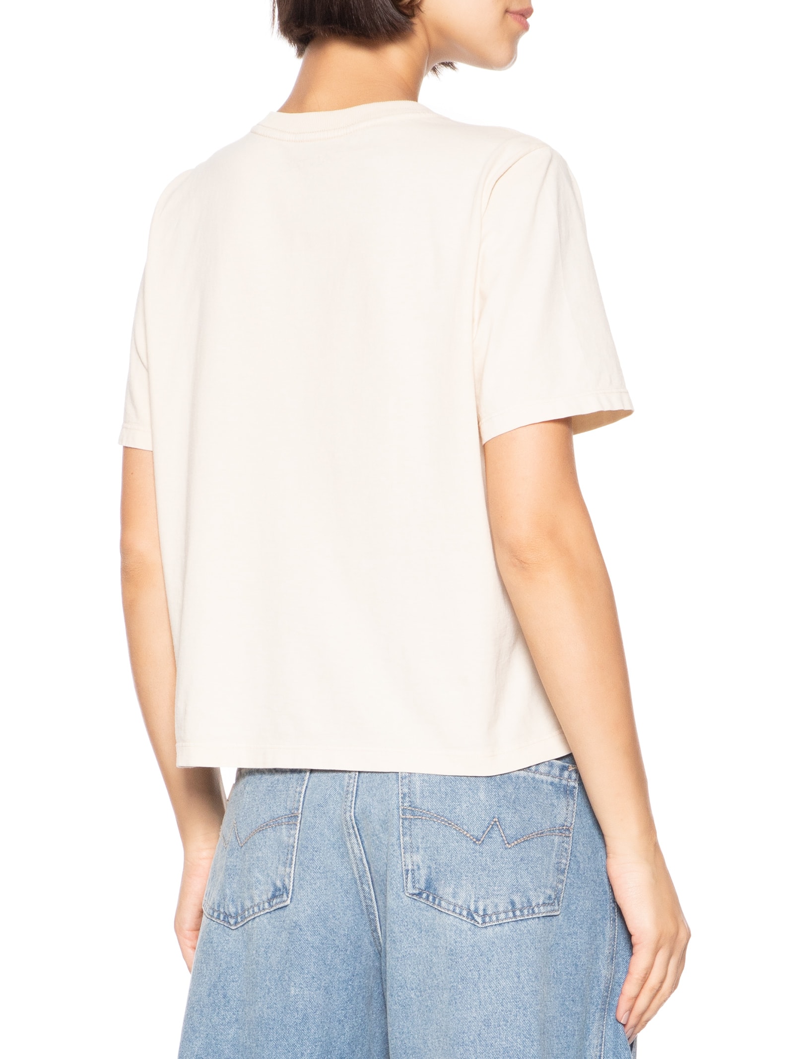 Camiseta Feminina Box Bordada Sorte Branco Cantão