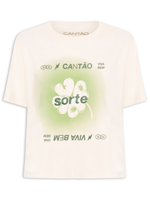 Camiseta Feminina Box Bordada Sorte – Branco